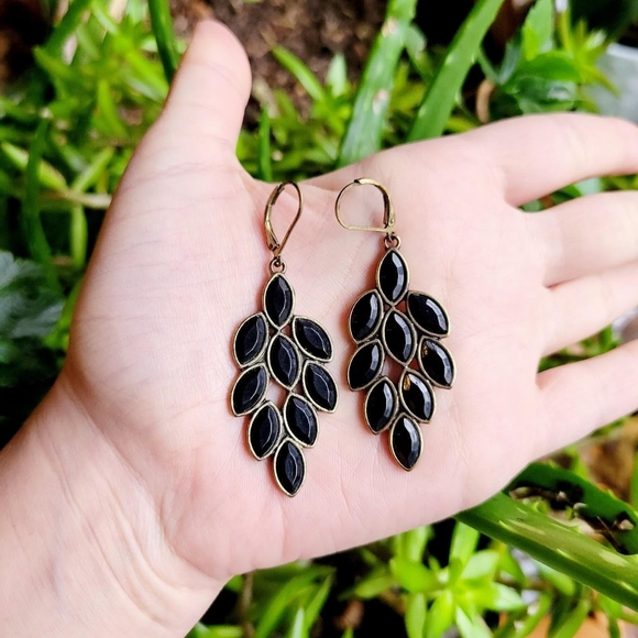 Pair of Gem Leaf Drop Earrings - Picture 2 of 8